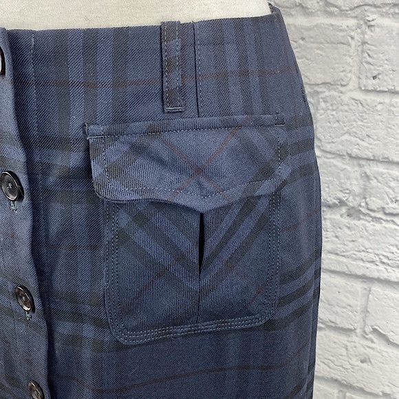 Burberry London Plaid Wool Button Front Skirt - Picture 2 of 11